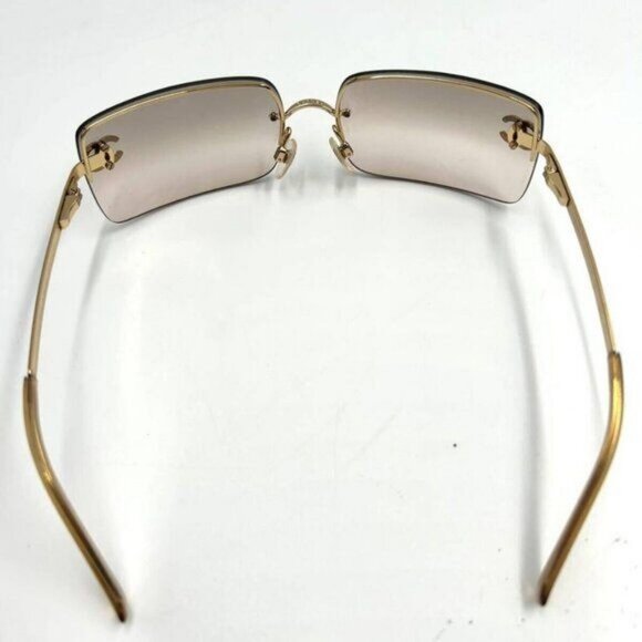 ✨ RARE Chanel Vintage Sunglasses Rhinestone CC Logo Rimless Gradient Gold Y2K - Picture 8 of 10